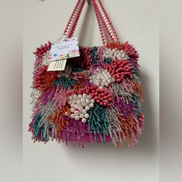 Viral beaded Multicolor Pearl strap made in India Bag - Picture 2 of 5